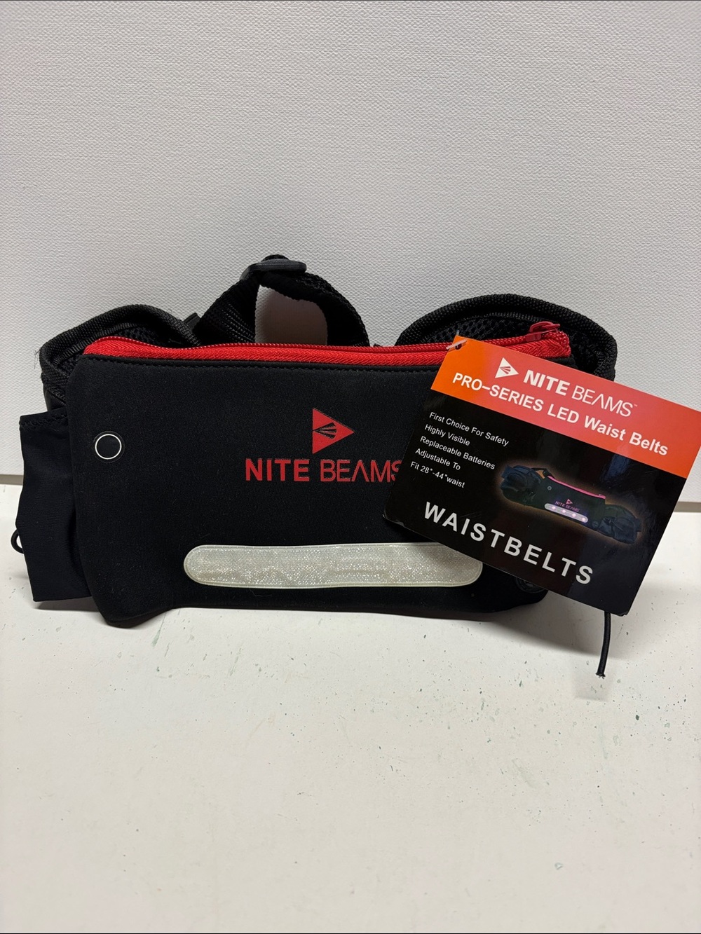Black LED Waistbelt Pouch with Red Accent LED lights